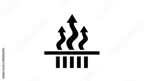 Vector illustration of icon representing heat or steam rising from a surface, isolated on transparent background 