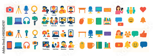 Colorful media and communication icons