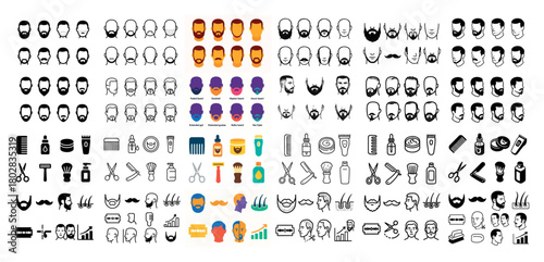 Men's beard and hair care icons