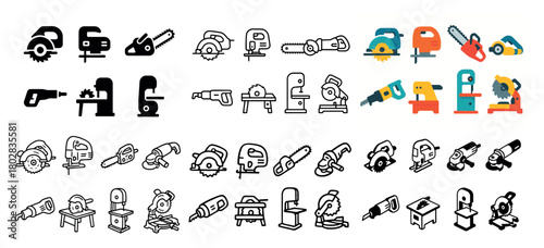 Assorted power tool icons collection