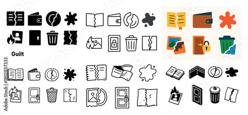Cartoon icons of books and objects