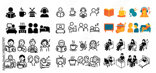 Diverse recreational activities icons