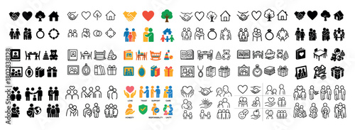 Diverse family and community icons