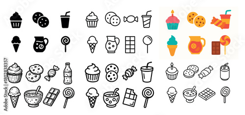 Cupcakes and sweets icons collection