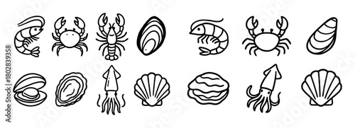 Seafood Doodle Icons