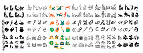 Diverse pet and animal silhouettes collection