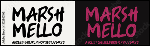 Condensed hand drawn vector font. Regular hand drawn and textured style font. Capital alphabet.