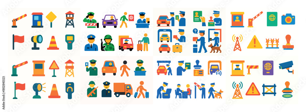 Fototapeta premium Icons of border security and control
