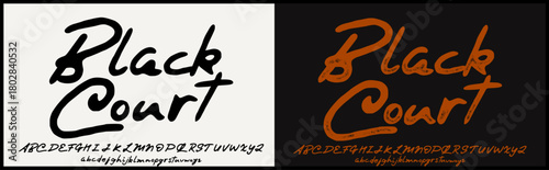 Script vector font with ink bleed vibe. Regular script and textured style font. Alphabet with uppercase and lowercase. 