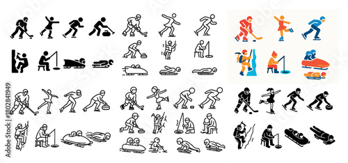 Winter sports icons and illustrations