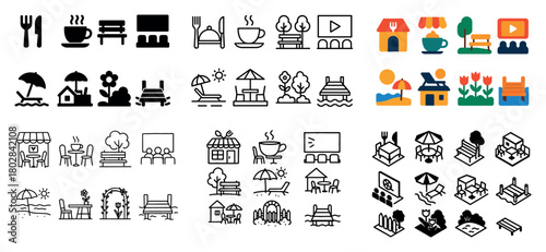 Outdoor icons collection for relaxation