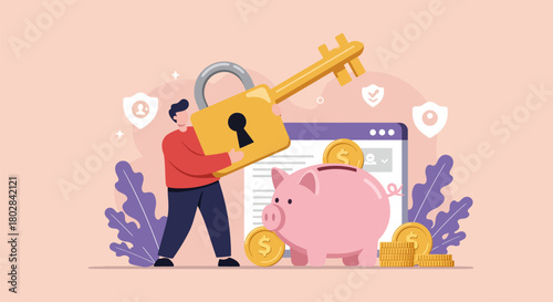 Securing Finances - A Conceptual Illustration of Savings and Protection.