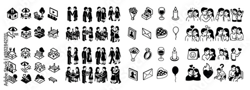 Isometric icons: people and events