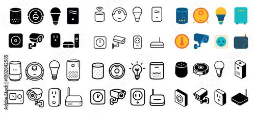 Smart home device icon set collection