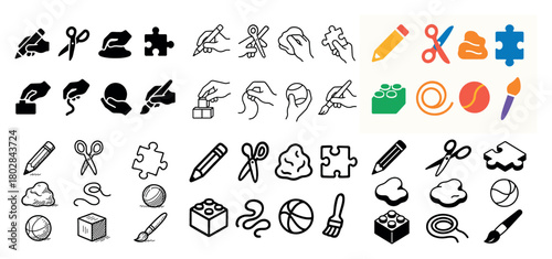 Diverse artistic tools and symbols collection