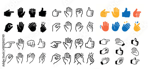 Variety of hand gesture icons
