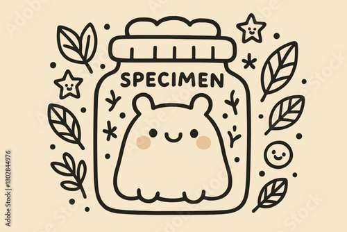 Cheerful Doodle Animal. Cute doodle vector artwork of a cheerful specimen animal with a friendly face, decorated with doodle