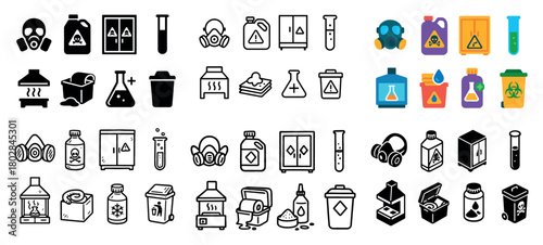 Hazardous waste and safety icons