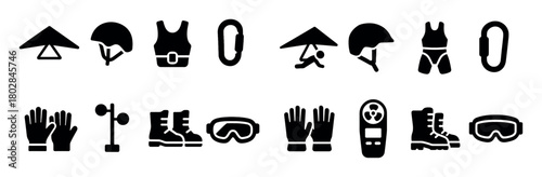 Hang Gliding Icons Set