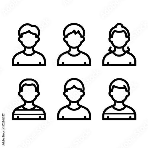 Outline avatar person user profile people group team member account symbol human head face icon vector 100px