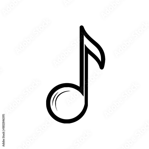 Music note musical symbol eighth note icon melody sound song rhythm black and white vector illustration art