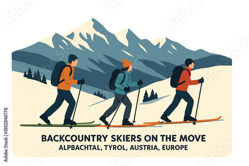 Backcountry skiers are on the move in Alpbachtal, Tyrol, Austria, Europe