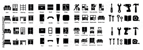 Furniture icons collection overview