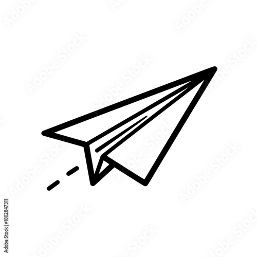 Paper airplane vector illustration fly origami papercraft travel icon design simple line art drawing graphic element