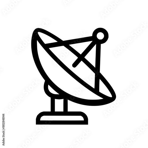 Satellite dish antenna vector icon communication technology broadcast signal receiver transmission parabolic reflector 100
