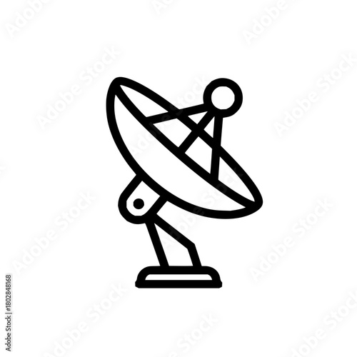 Satellite dish antenna communication technology vector icon broadcasting signal receiver parabolic transmitting data