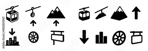 Isometric Cable Car Icons