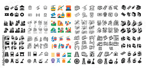 Variety of transportation icons and symbols