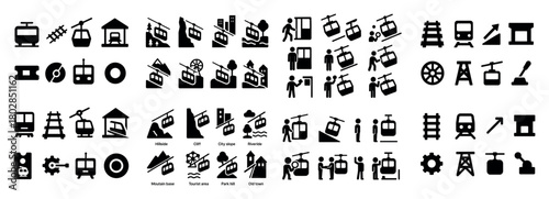 Transportation and tourism icons set