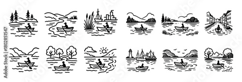 Boat Ride Icon Set