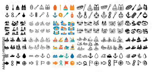 Collection of nautical and sailing icons