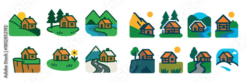 Mountain Cabin Icon Set