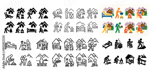 Outdoor adventure icons collection