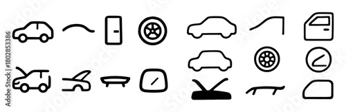Car Body Doodle Icons