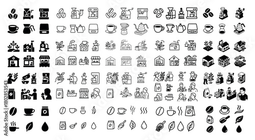 Coffee and cafe icons collection