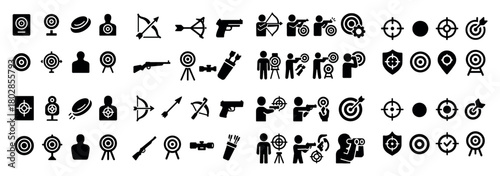 Archery and shooting icon set collection