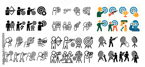 Stick figures engaging in target practice