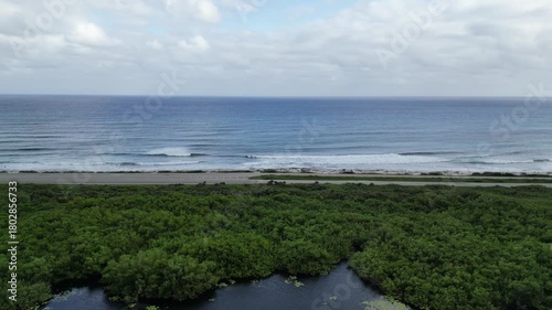 Wallpaper Mural Aerial drone footage of a tropical beach in Mexico Cozumel Torontodigital.ca