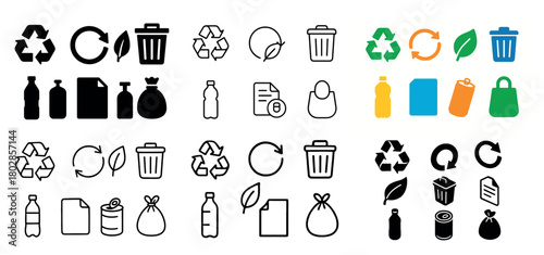 Recycling icons and symbols collection
