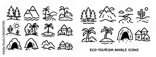 Eco Tourism Doodle Icons