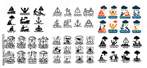 Nautical safety symbols collection