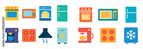 Colorful Kitchen Appliance Icons