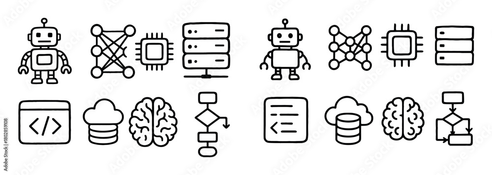Obraz premium AI Doodle Icons