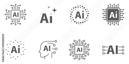 Ai ethics line editable icons set. Containing fairness, transparency, guidelines, artificial intelligence, ethical dilemma, explainable AI, and more. editable stroke. vector illustration 