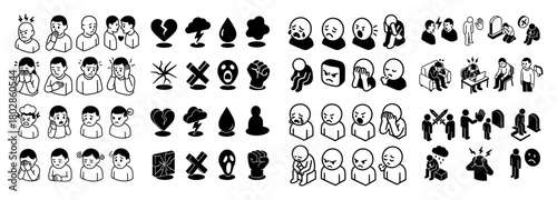 Emotional expression icons collection