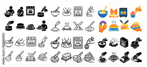 Baking icons collection: tools and desserts